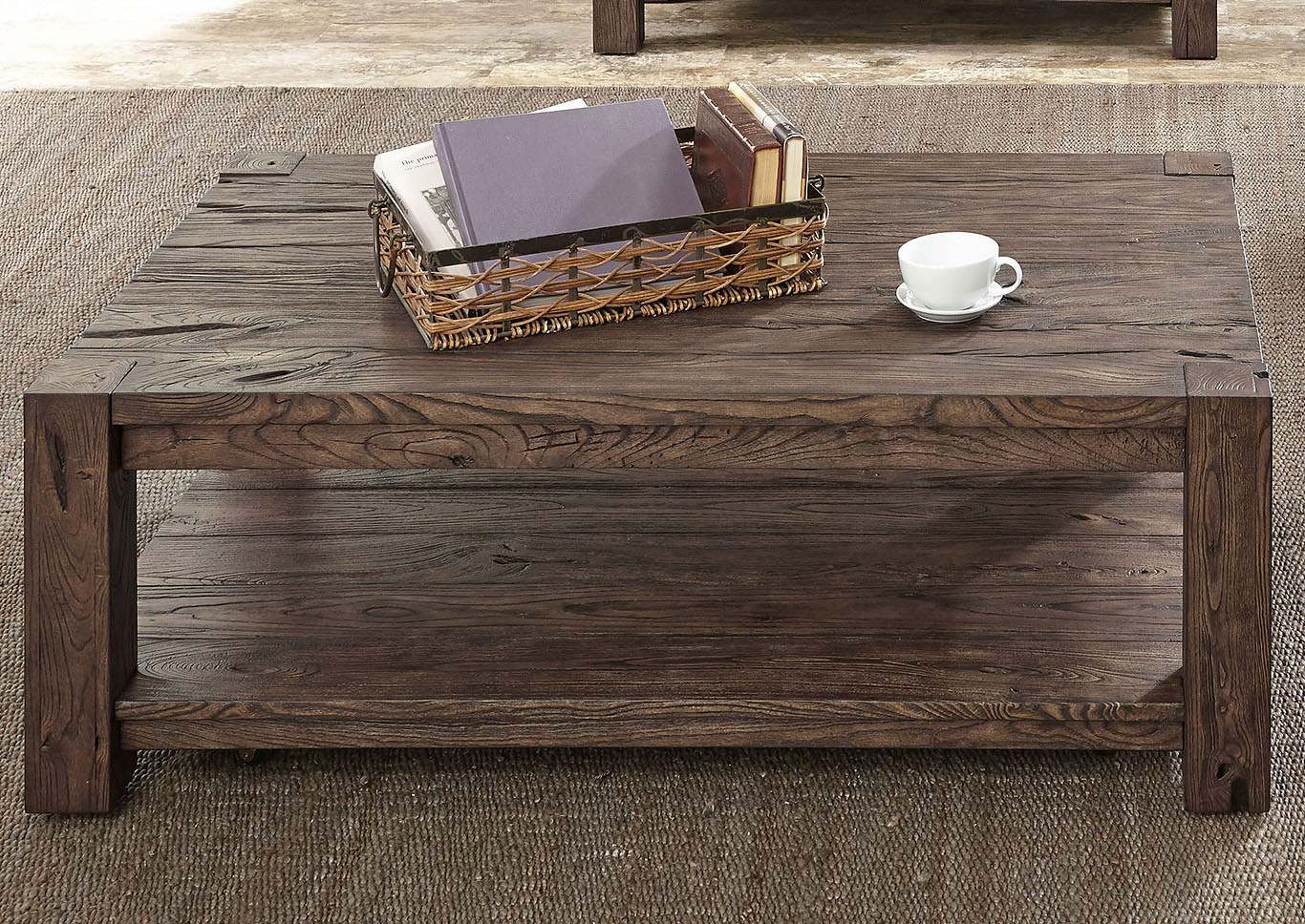 Tobacco Rectangular Wooden Cocktail Table,Furniture Land