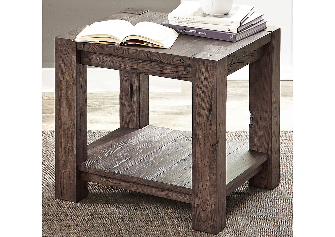 Tobacco Square Wooden End Table,Furniture Land