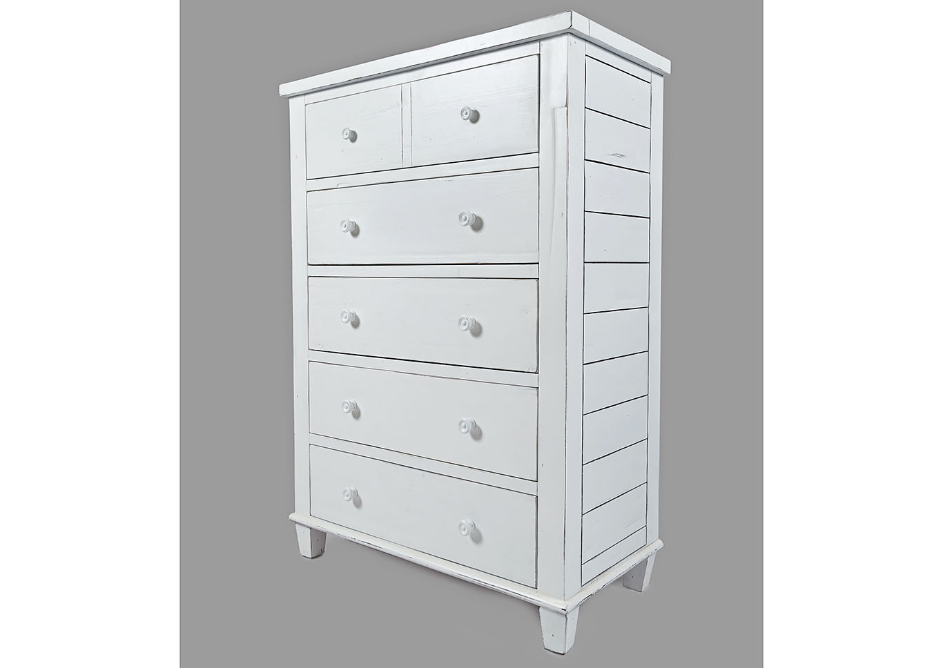 Soft White 5-Drawer Chest,Furniture Land