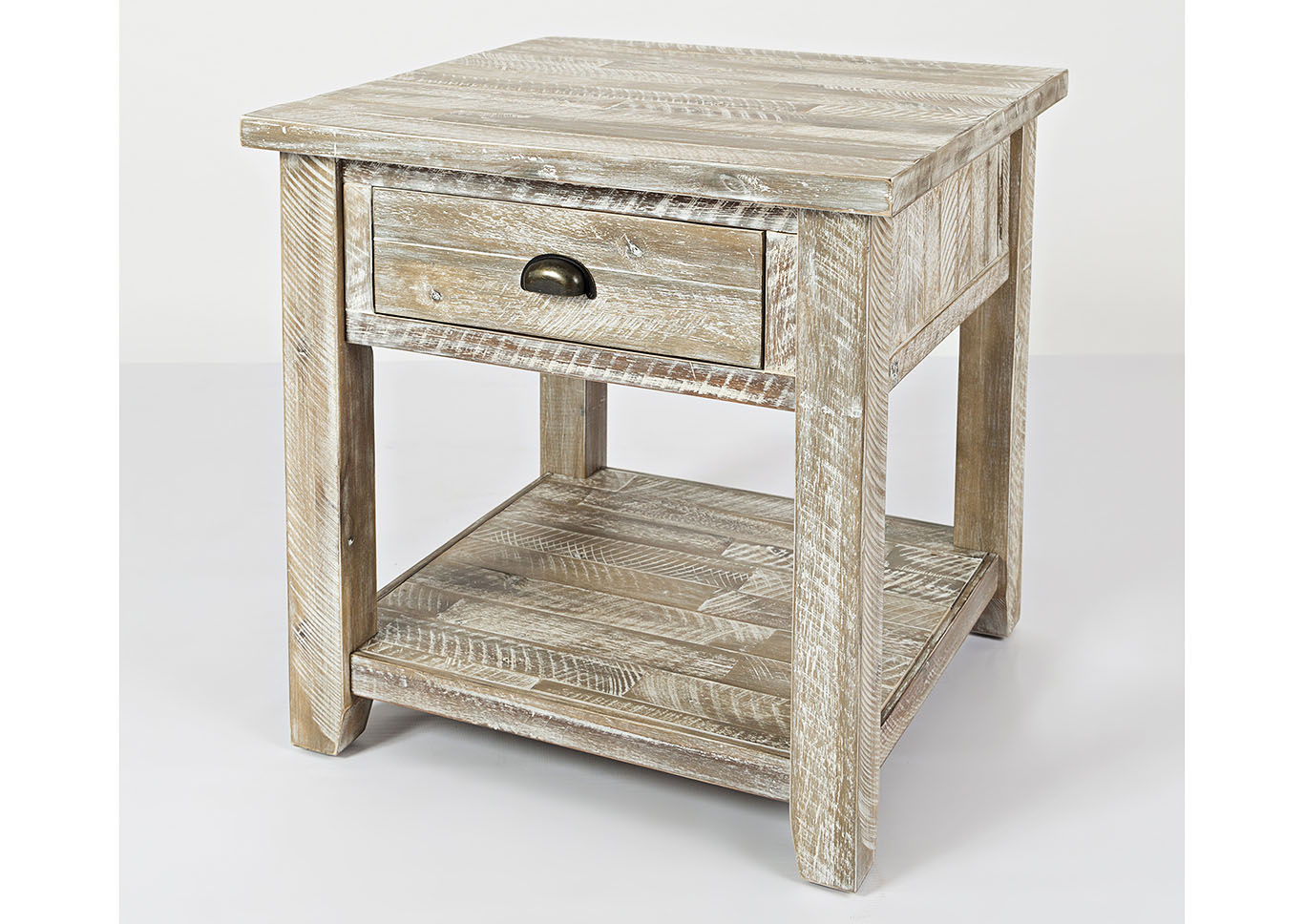 Artisans Craft Washed Grey End Table,Furniture Land