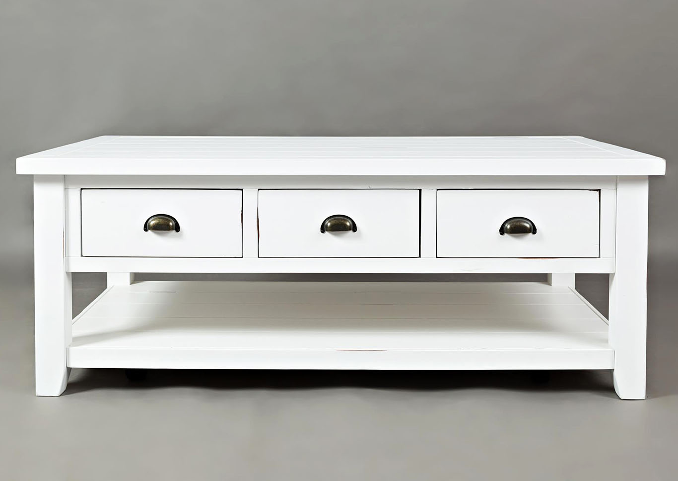 Rustic Weathered White Cocktail Table,Furniture Land