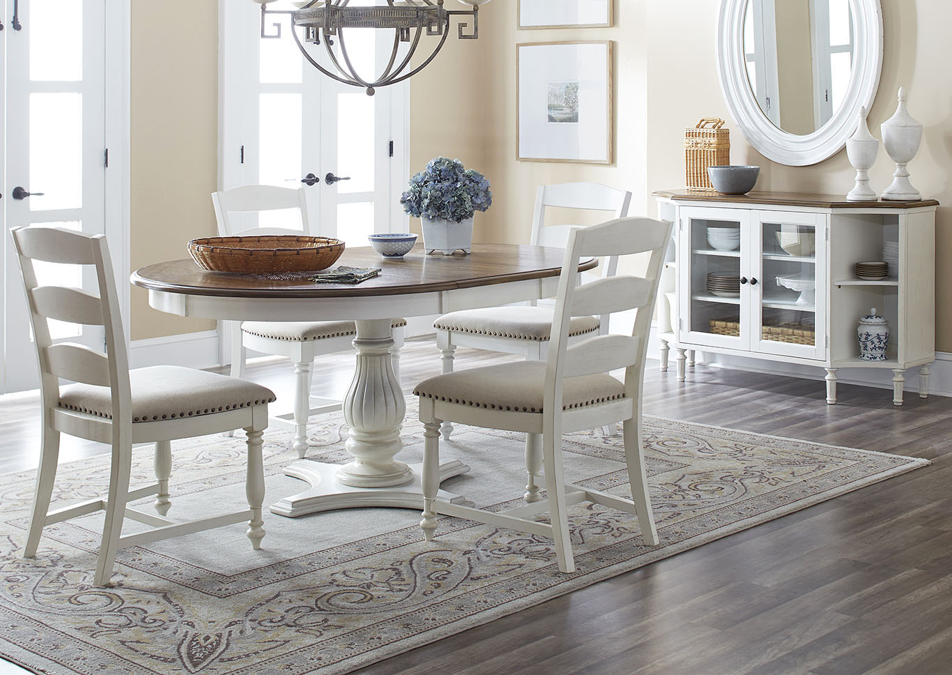 Castle Hill White and Oak Finish Dining Table,Furniture Land