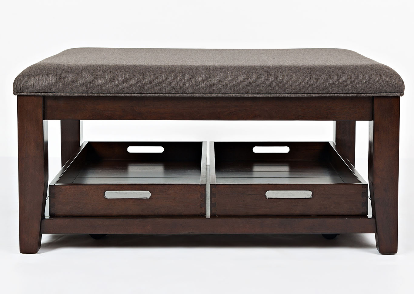Twin Cities Dark Cherry Ottoman Cocktail Table,Furniture Land
