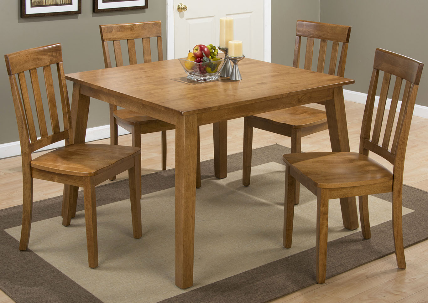 Square Leg Table w/ 4 Slat Back Side Chairs,Furniture Land