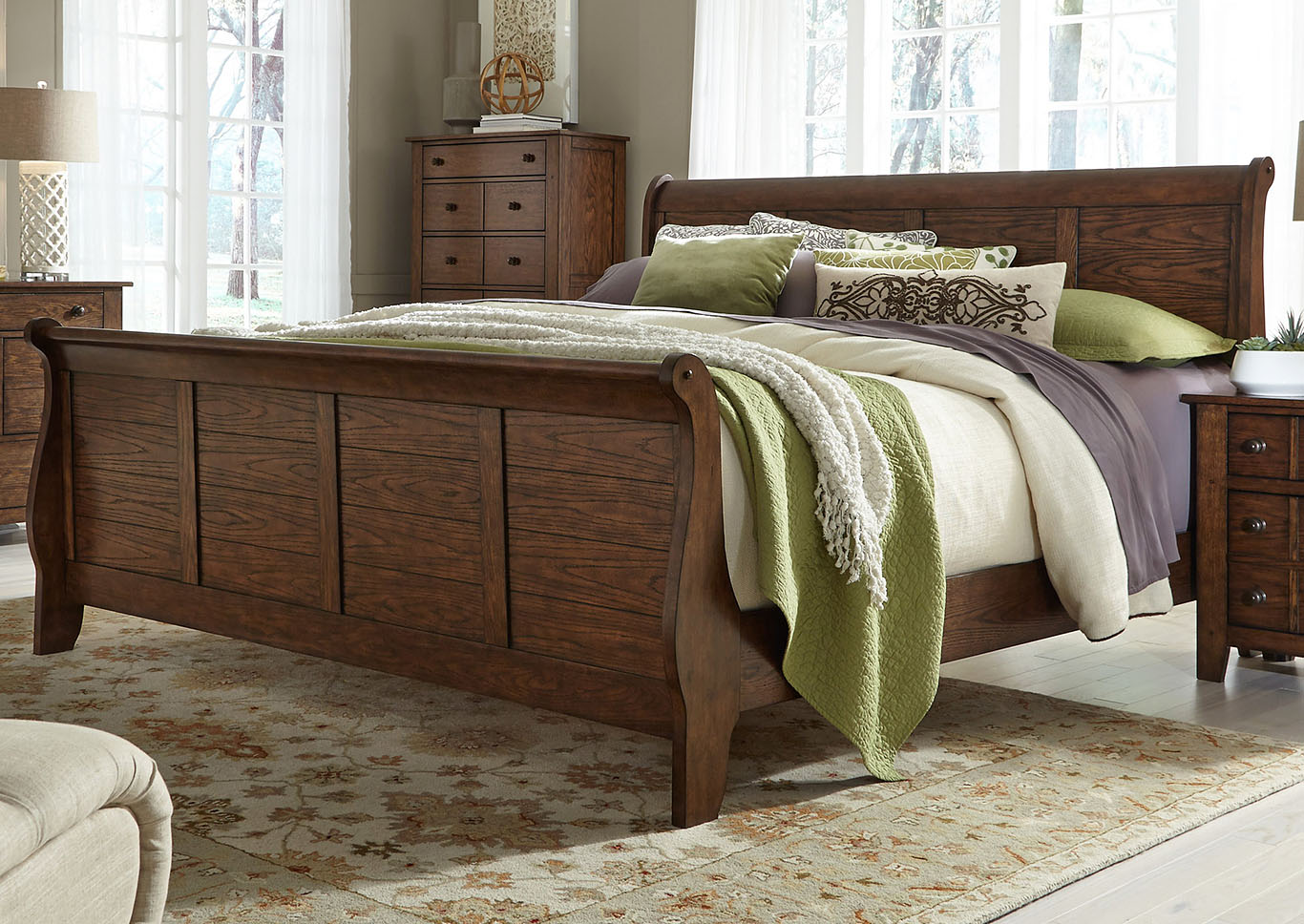 Pebble Rock Queen Sleigh Bed,Furniture Land