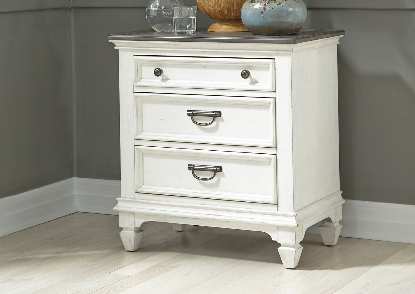 White and Charcoal Night Stand,Furniture Land