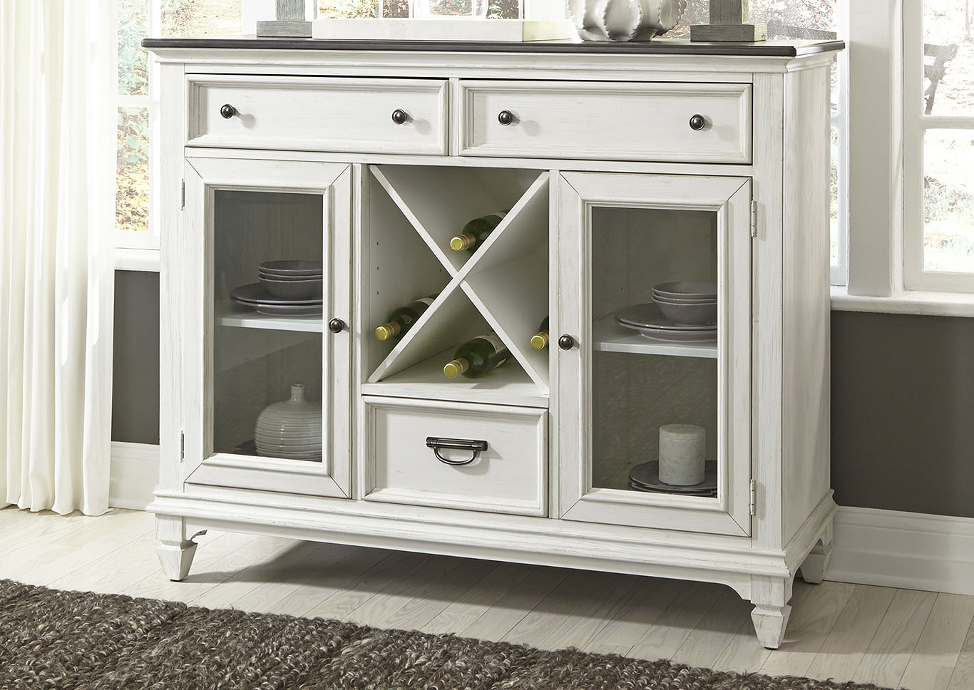 White and Charcoal Buffet,Furniture Land
