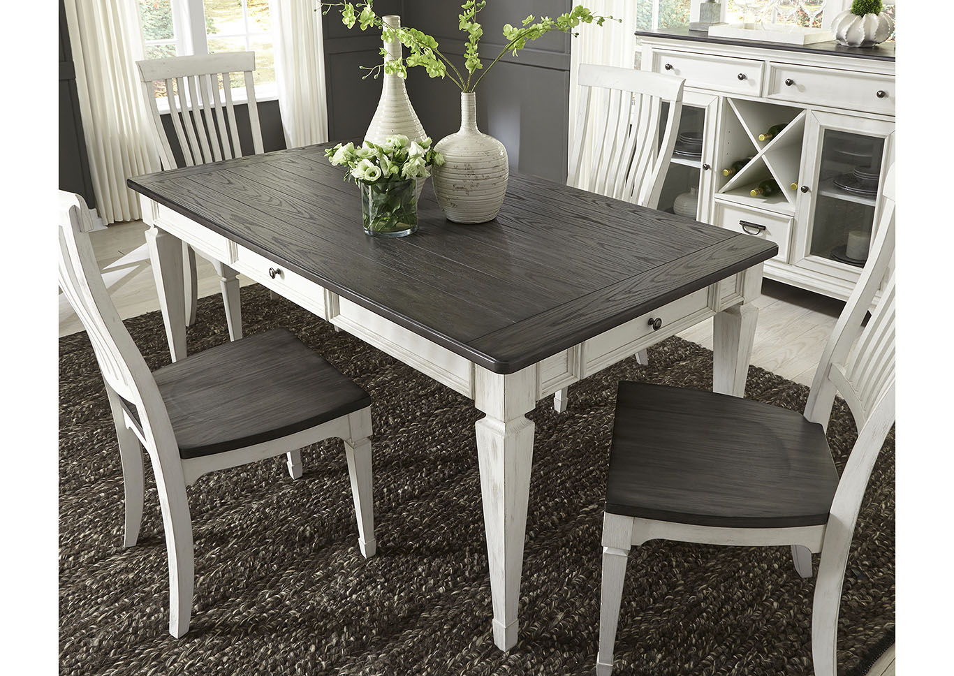White and Charcoal Rectangular Table,Furniture Land