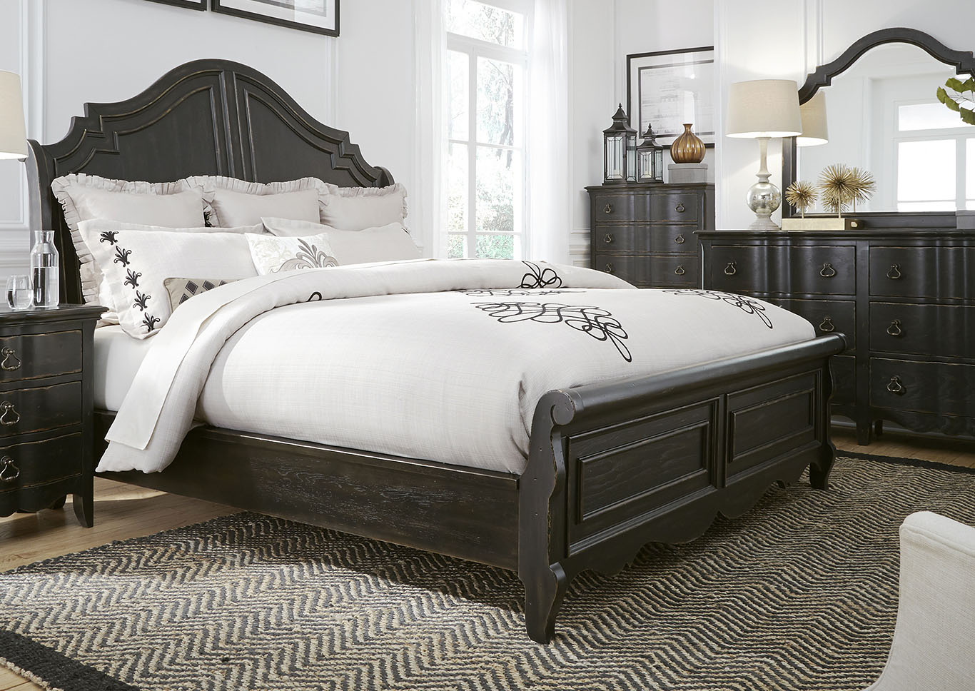 Chesapeake Black King Sleigh Bed,Furniture Land