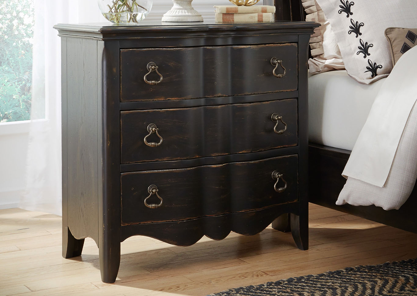 Chesapeake Black 3 Drawer Bachelor Chest,Furniture Land