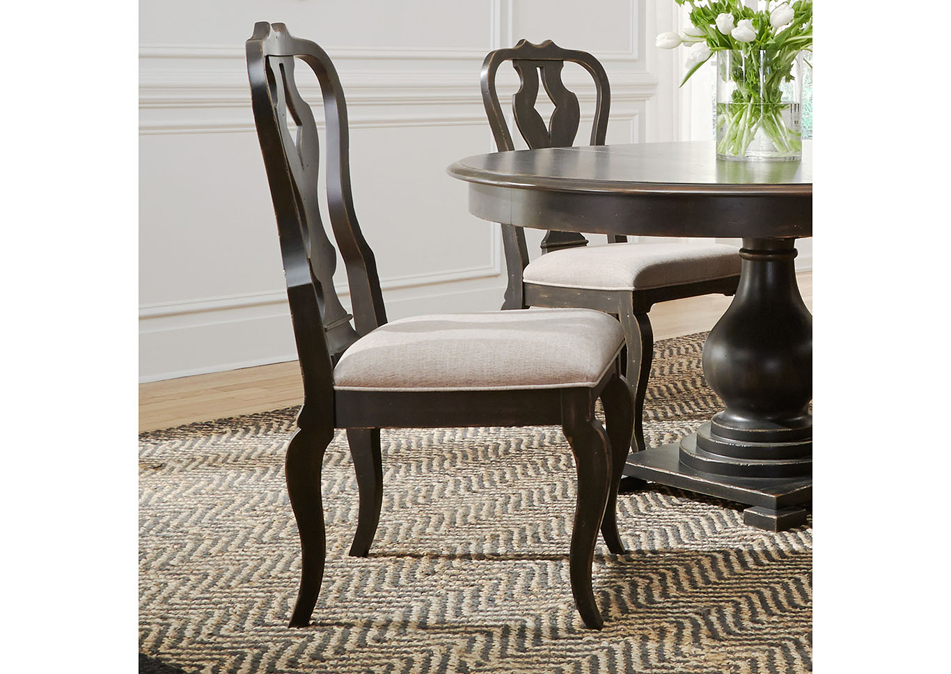 Chesapeake Black Splat Back Side Chair,Furniture Land