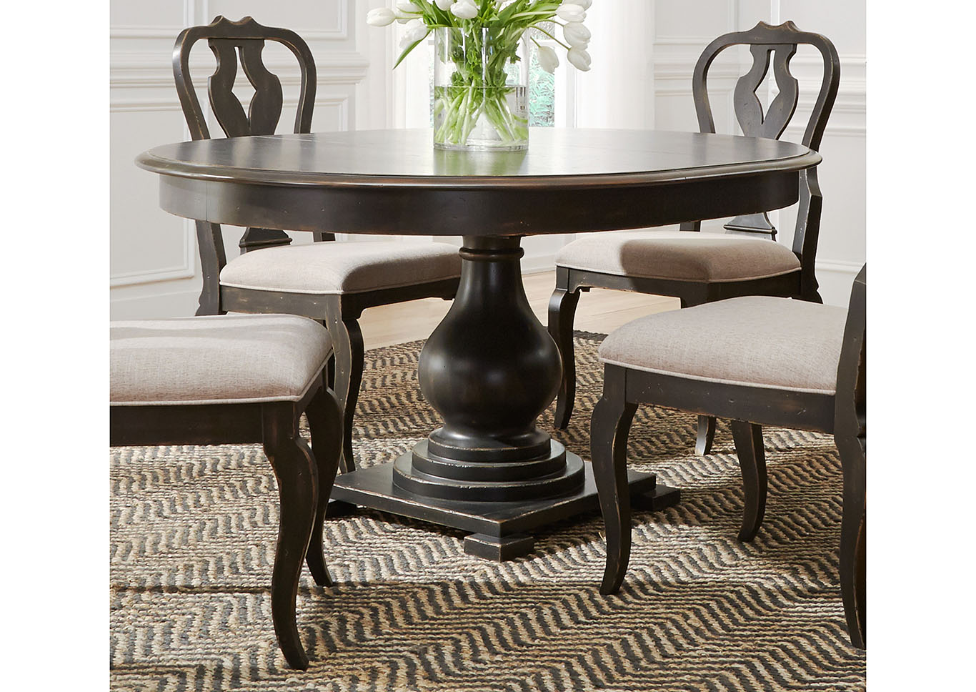 Liberty Chesapeake Black Round Pedestal Table,Furniture Land