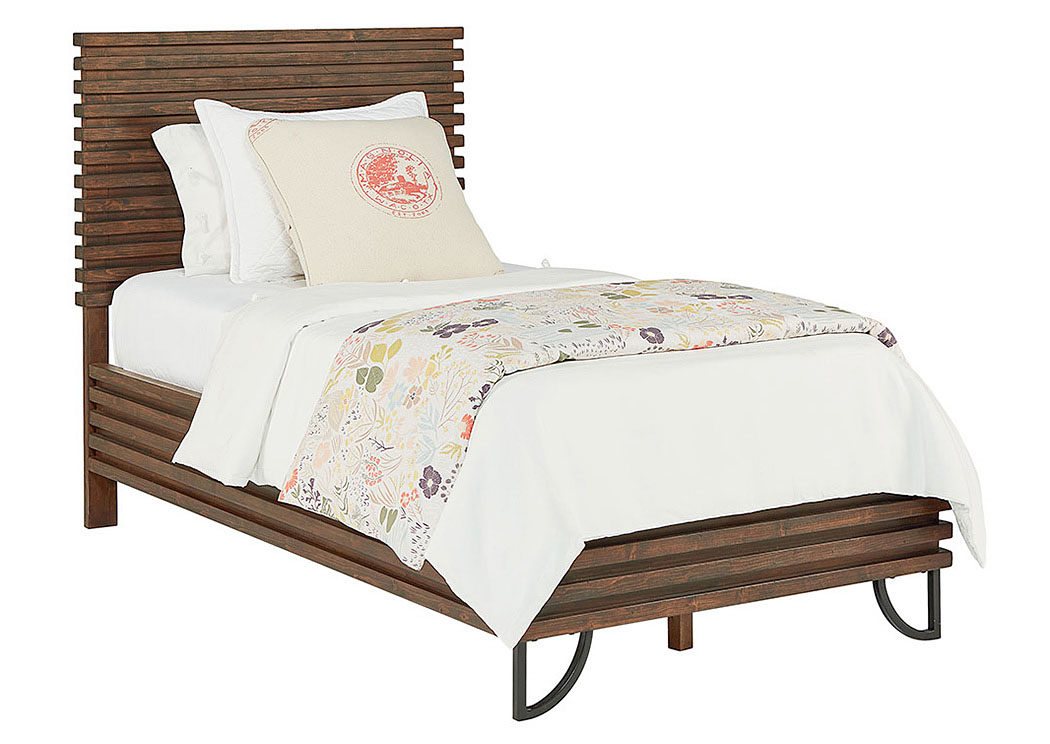 Magnolia Home by Bedroom Stacked Slat Twin Bed, Barndoor Finish 770760 at FurnitureLand,Furniture Land