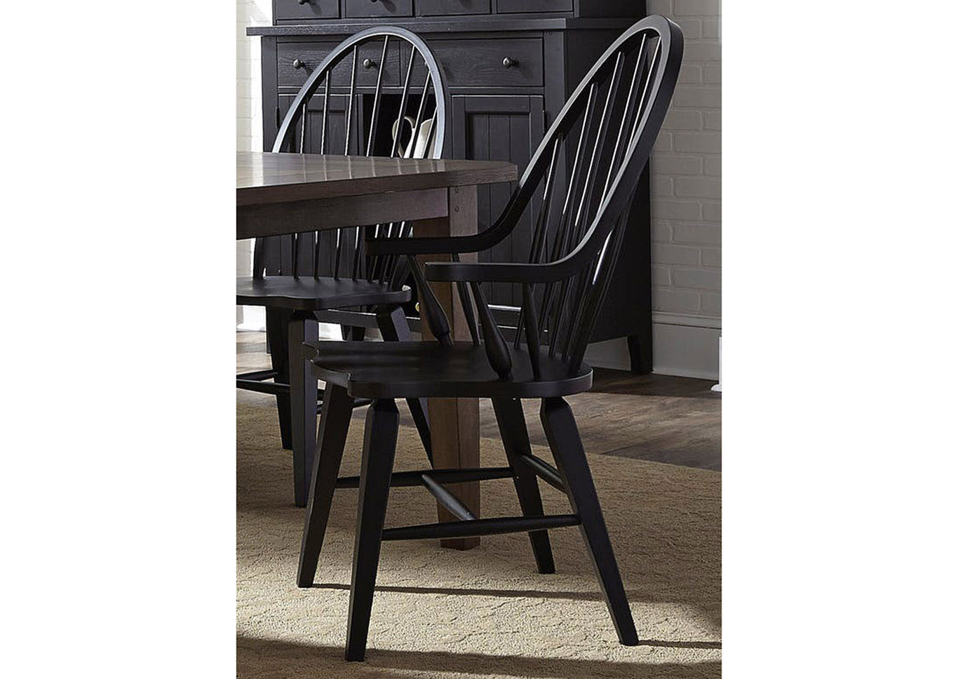 Liberty Furniture Dining Room Windsor Back Arm Chair - Black 554639 at FurnitureLand,Furniture Land