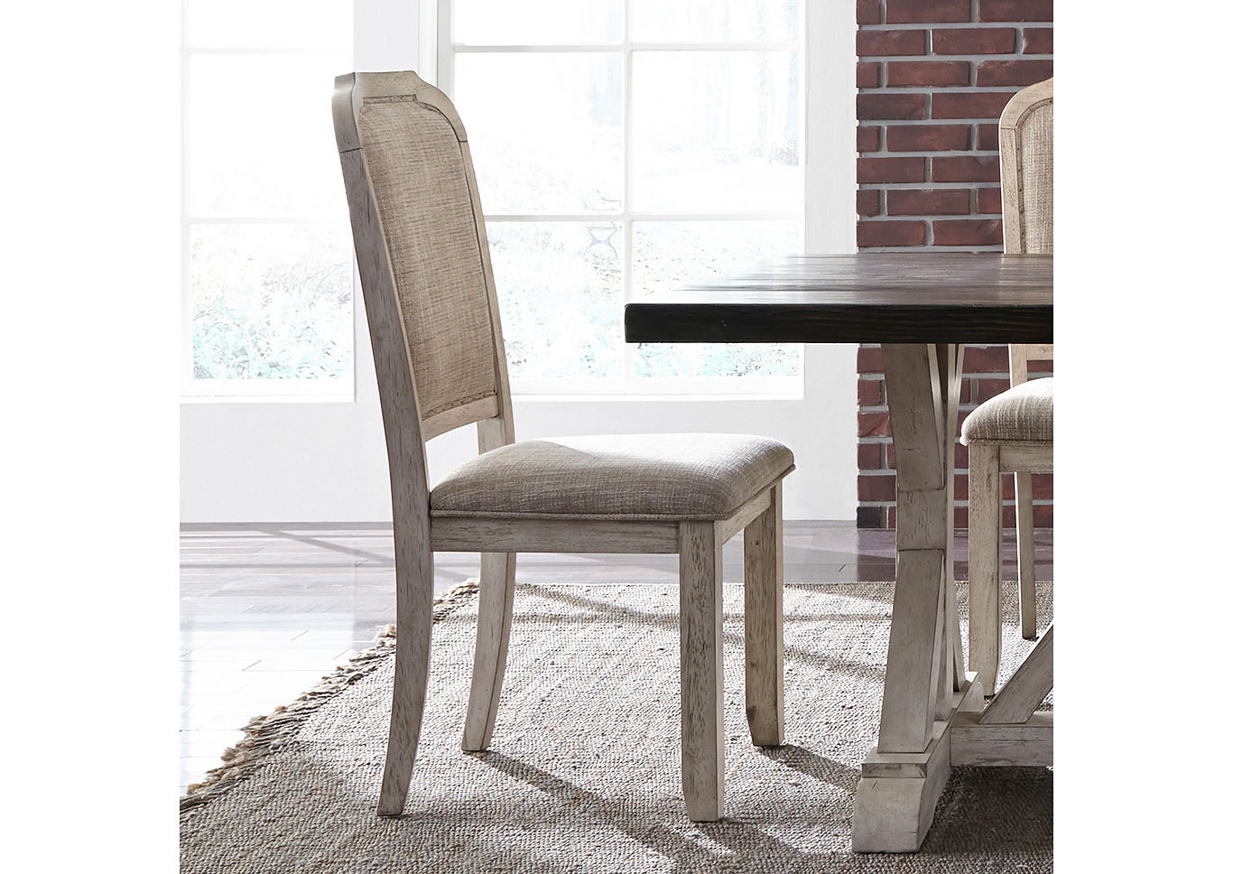 Rustic White Upholstered Side Chair,Furniture Land