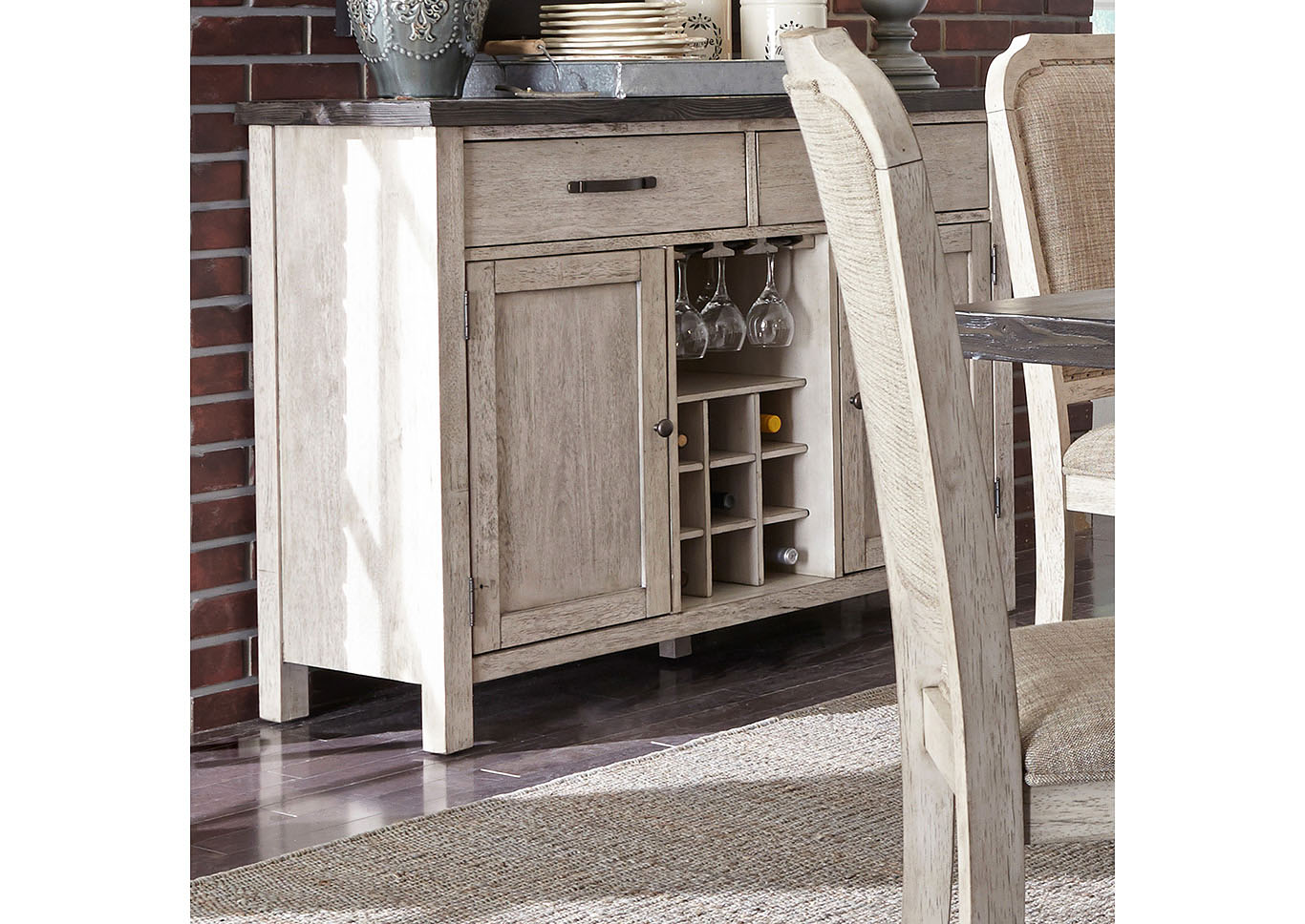 Rustic White and Gray Sideboard,Furniture Land