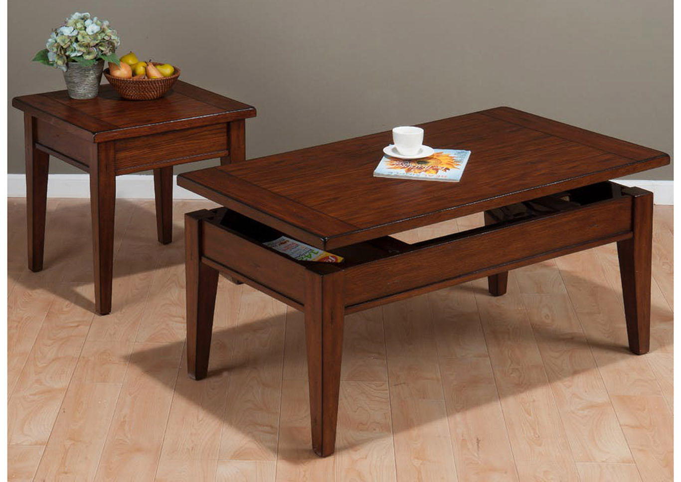 Jofran Living Room End Table With Oak Veneer 628434 at FurnitureLand,Furniture Land