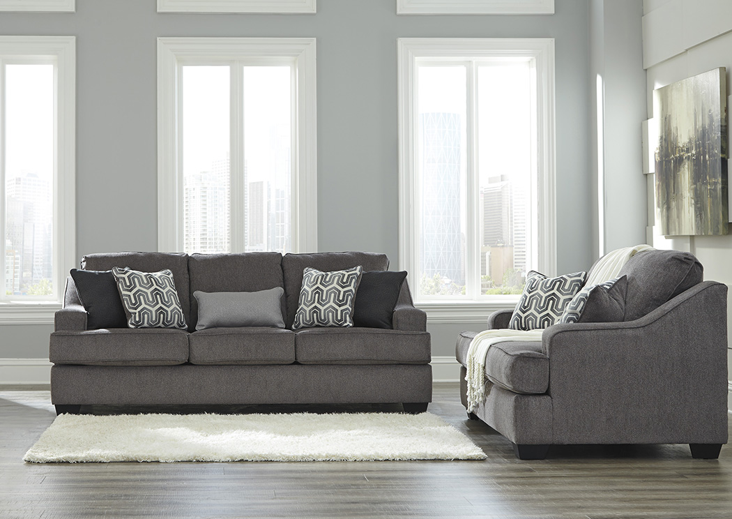 Gilmer Gunmetal Sofa and Loveseat,Furniture Land