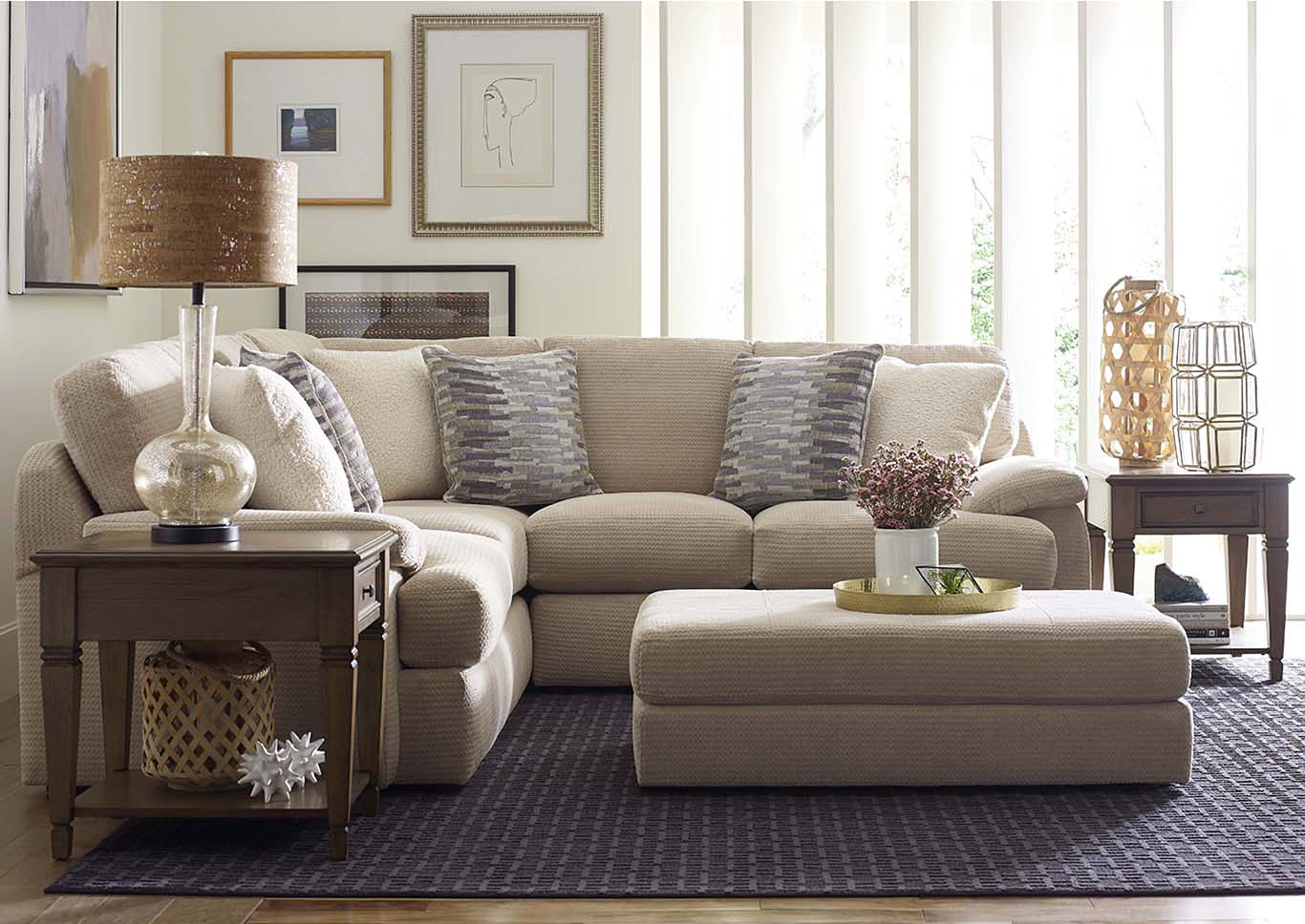 England Sullivan Sand Ottoman,Furniture Land