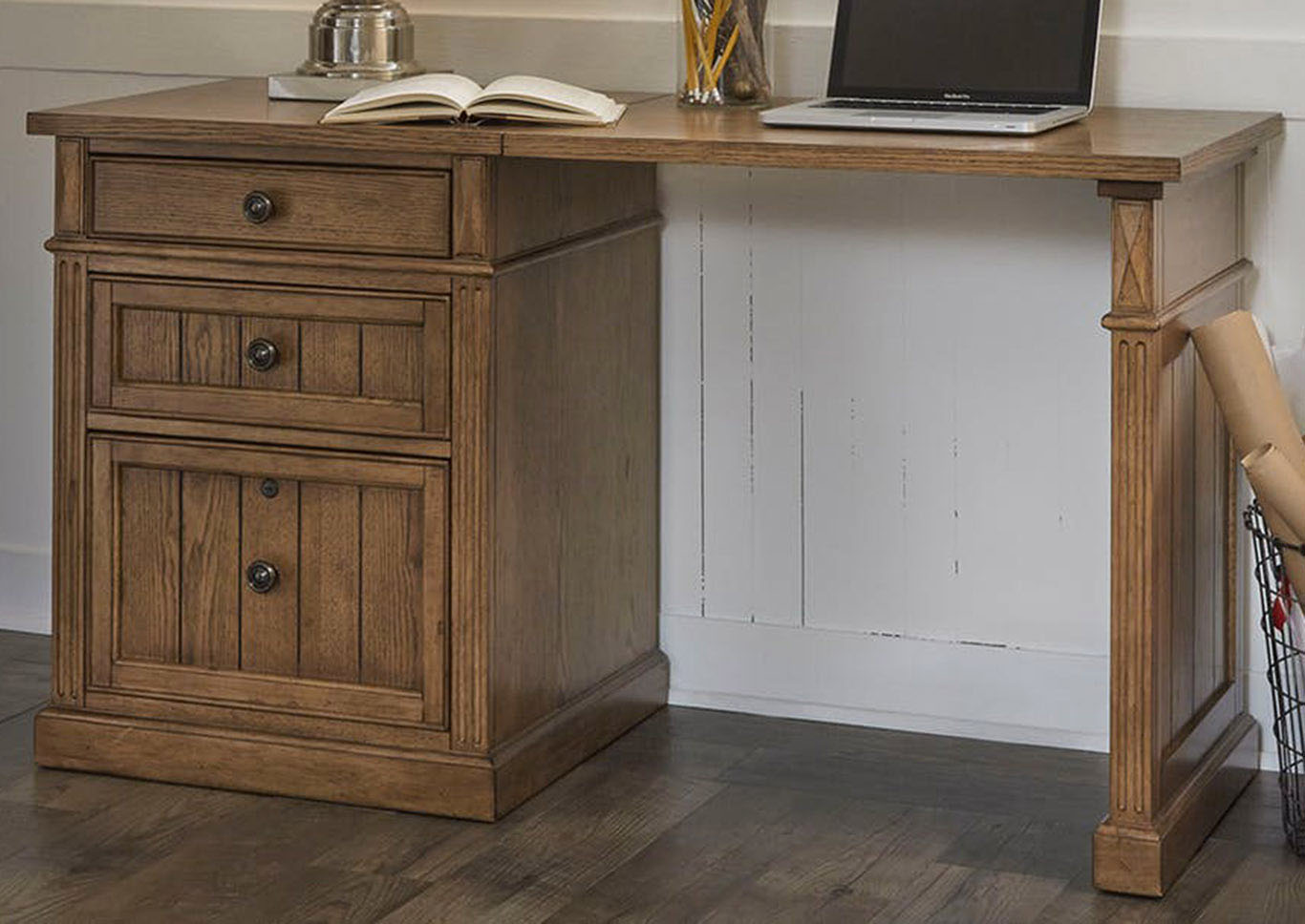 Liberty Furniture Home Office Rectangular Desk Top and Side 715578 at FurnitureLand,Furniture Land