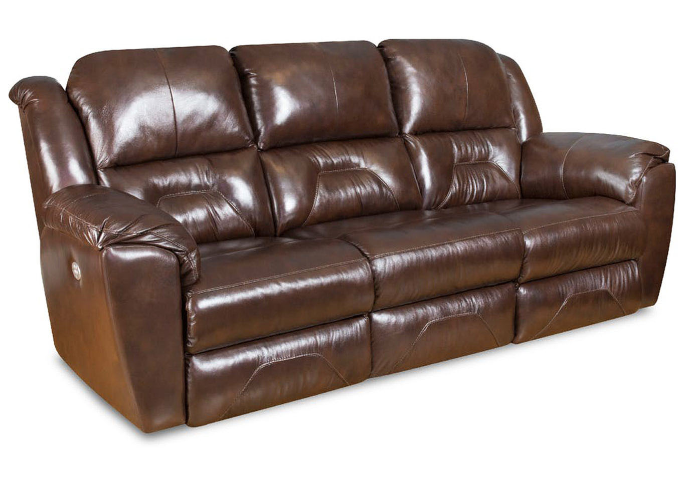 Design to Recline Living Room Double Reclining Sofa w/Power Headrest 720981 at FurnitureLand,Furniture Land
