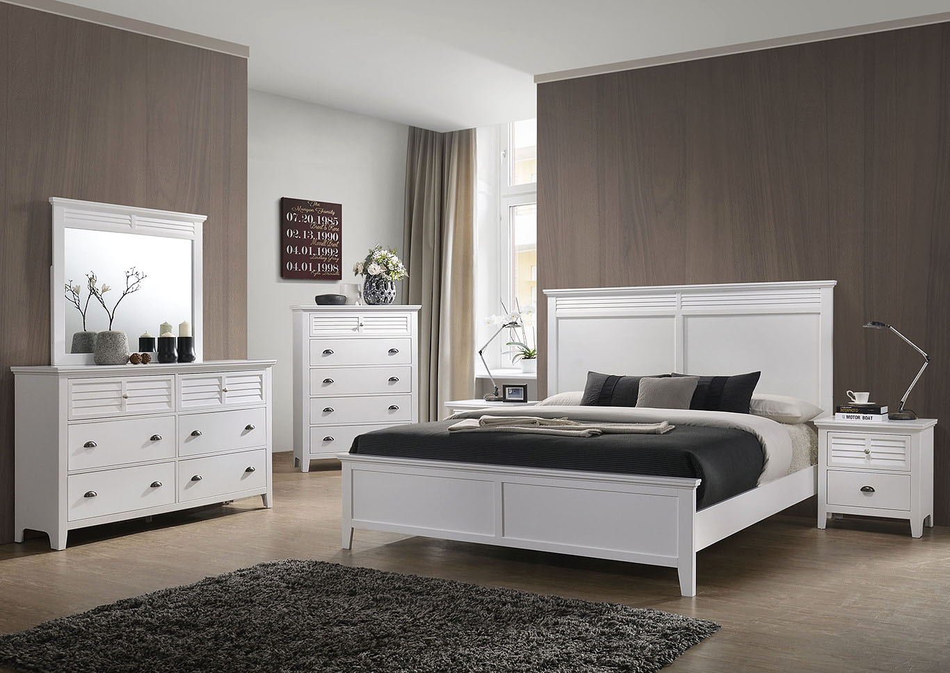 Casual White Twin Panel Bed,Furniture Land