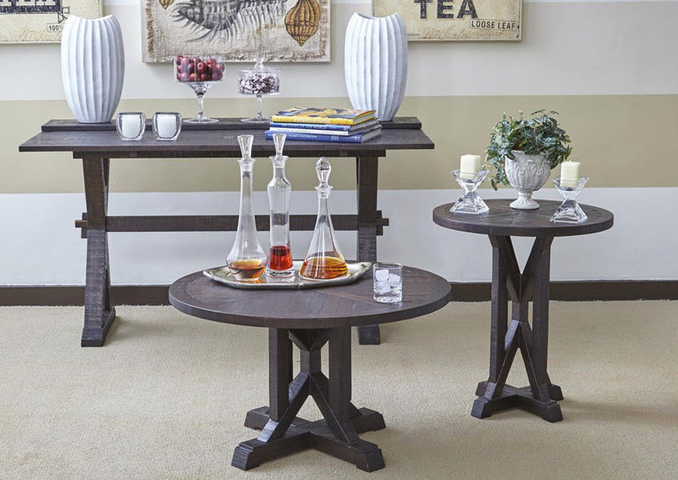 Jofran Dining Room Pedestal End Table 742228 at FurnitureLand,Furniture Land