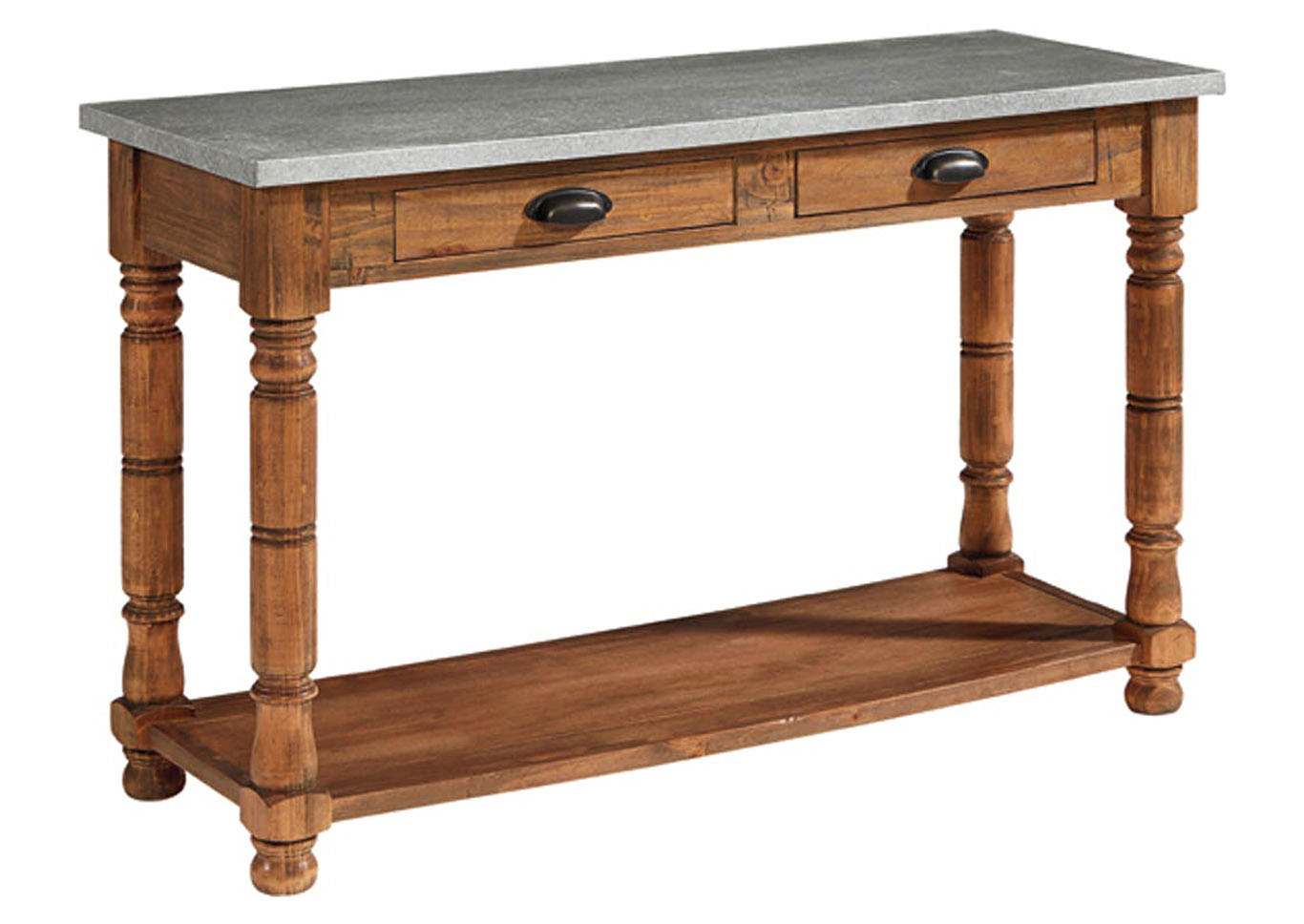Magnolia Home by Joanna Gaines Living Room Zinc Top Console Table, Bench Finish 748528 at FurnitureLand,Furniture Land