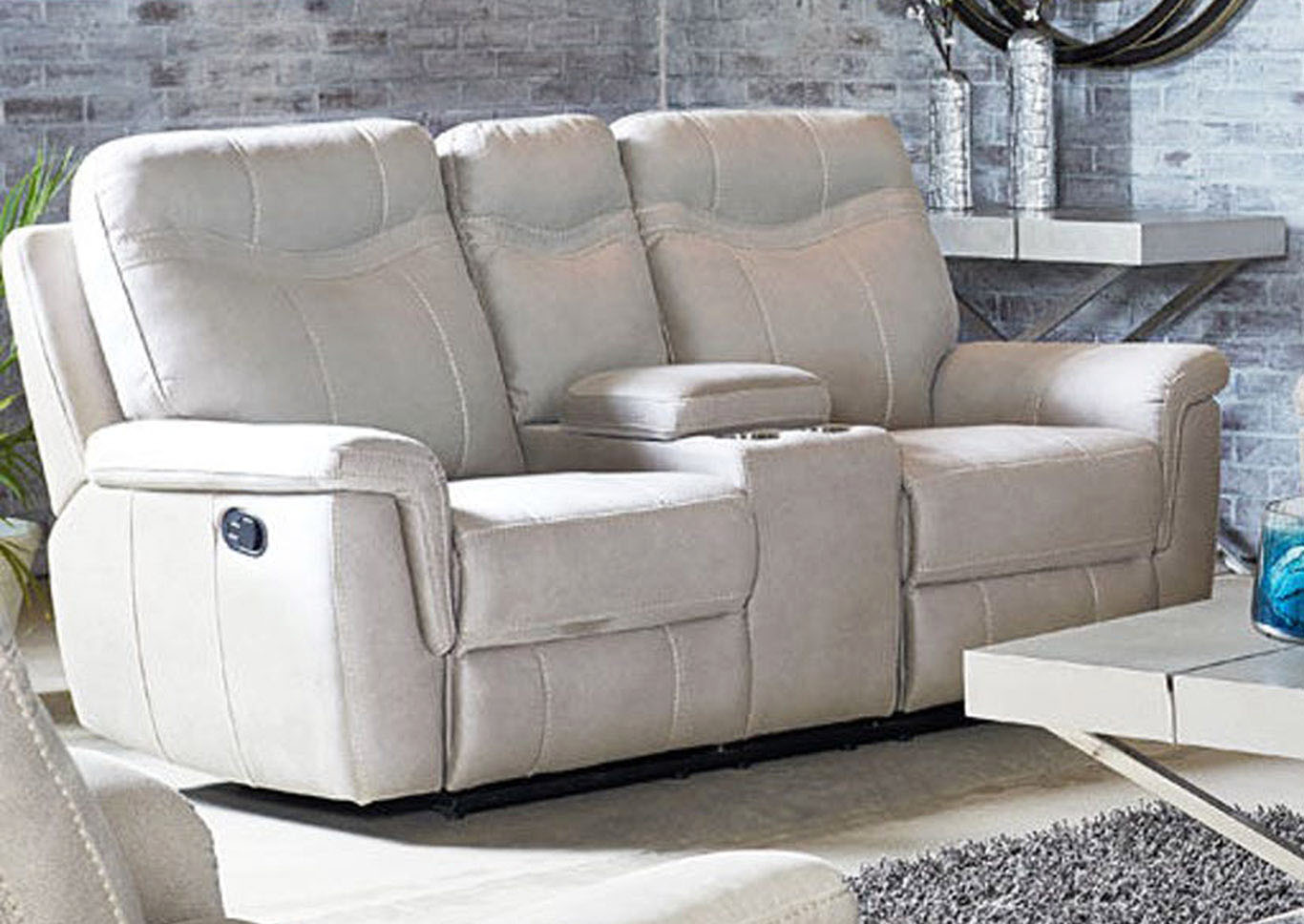 Standard Furniture Living Room Manual Stone Console Loveseat 762565 at FurnitureLand,Furniture Land