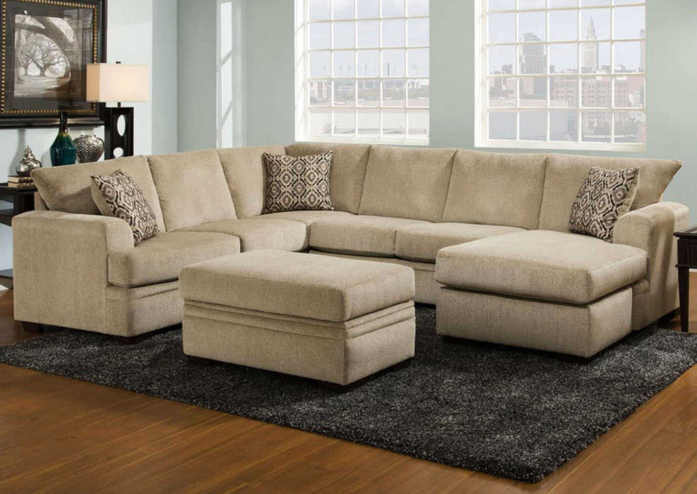 American Furniture Cornell Pewter Sectional,Furniture Land