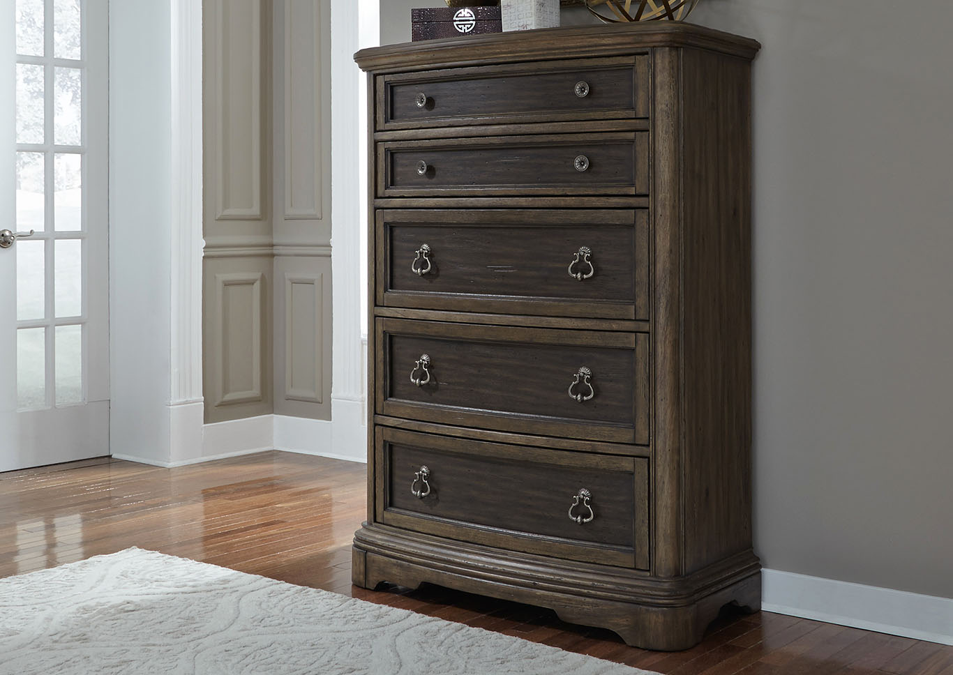 Valley Spring Chestnut 5 Drawer Chest,Furniture Land