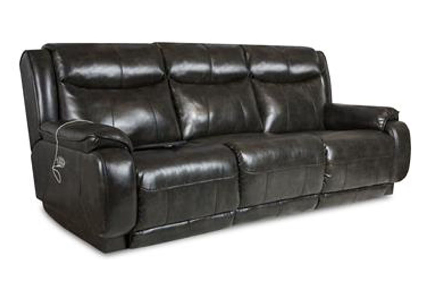 Design 2 Recline Velocity Black Leather Power Plus Triple Recliner Sofa,Furniture Land