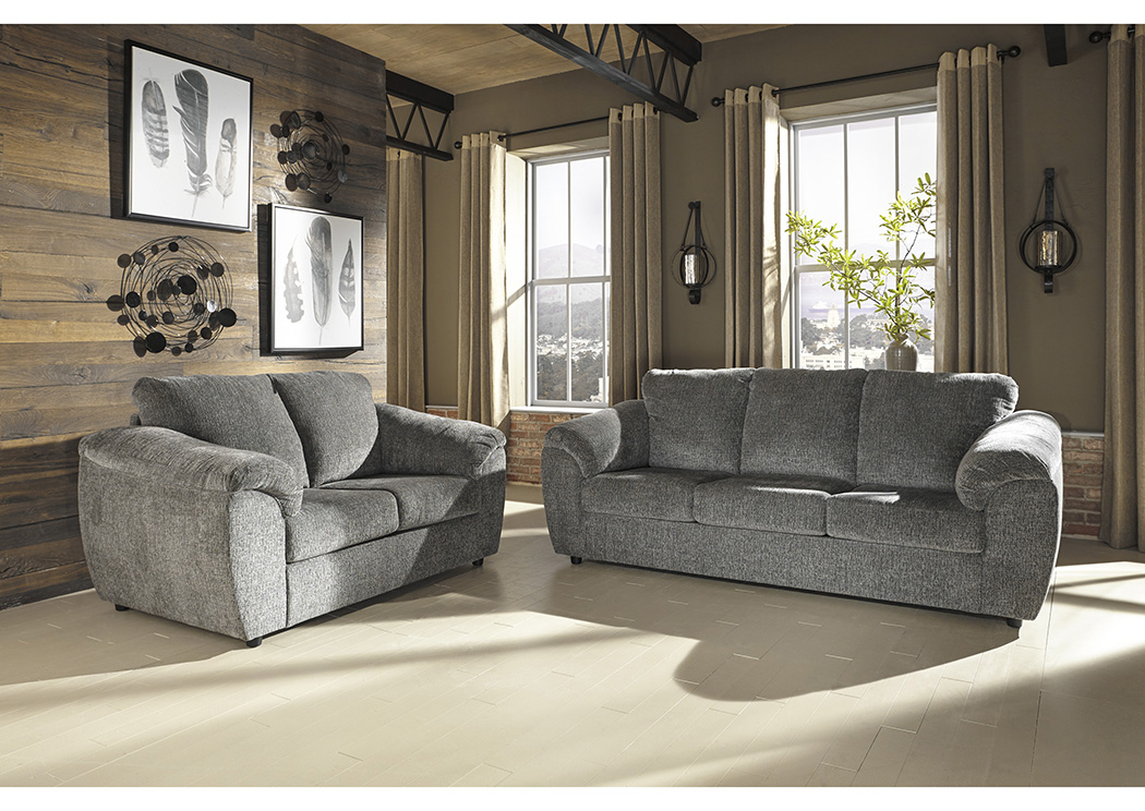 Azaline Slate Sofa and Loveseat,Furniture Land