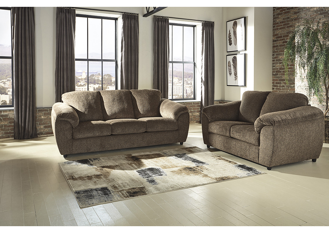 Azaline Umber Sofa and Loveseat,Furniture Land
