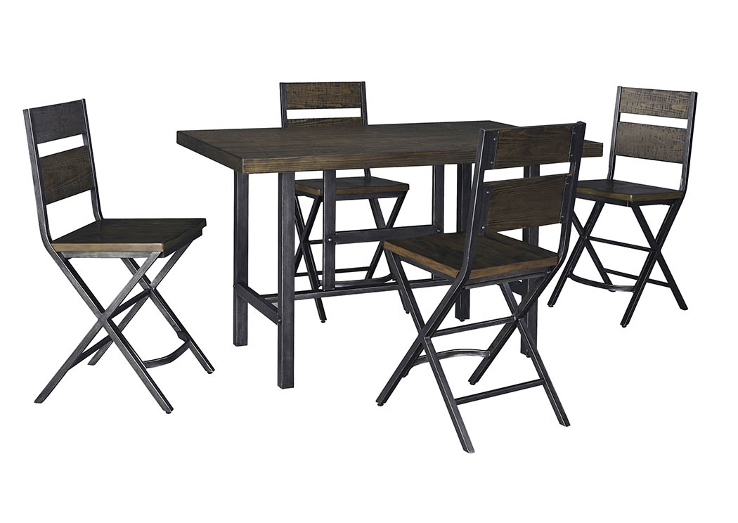 Signature Design by Ashley Dining Room Rectangular Dining Room Counter Table w/ 4 Stools at FurnitureLand,Furniture Land