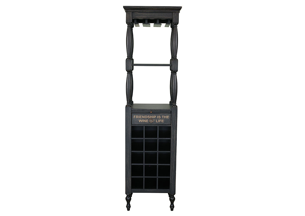 Pulaski Fulton Lightly Distressed Black Wine Cabinet w/Pull-Out Shelf 758136 at FurnitureLand,Furniture Land