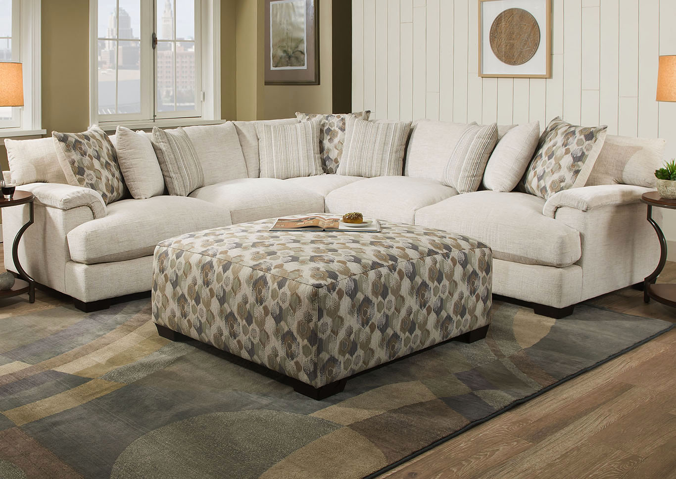 American Furniture Manufacturing Shambala Cream 3 Piece Sectional,Furniture Land