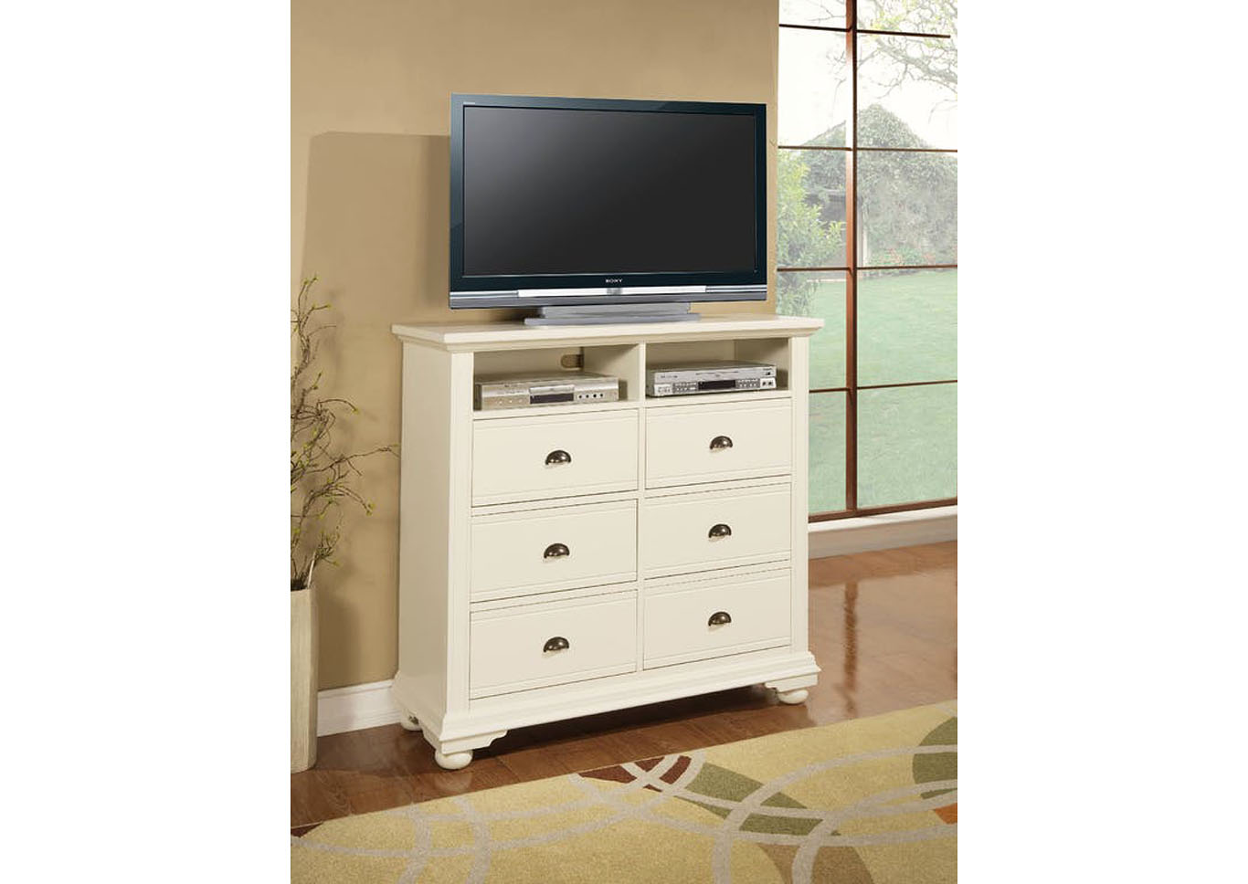 Brook White Media Chest,Furniture Land
