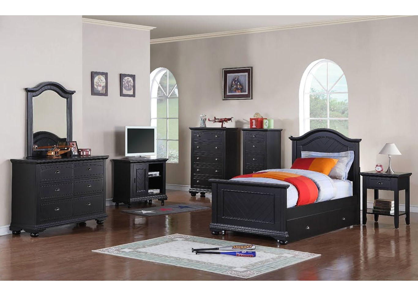 Brook Black Twin Bed,Furniture Land