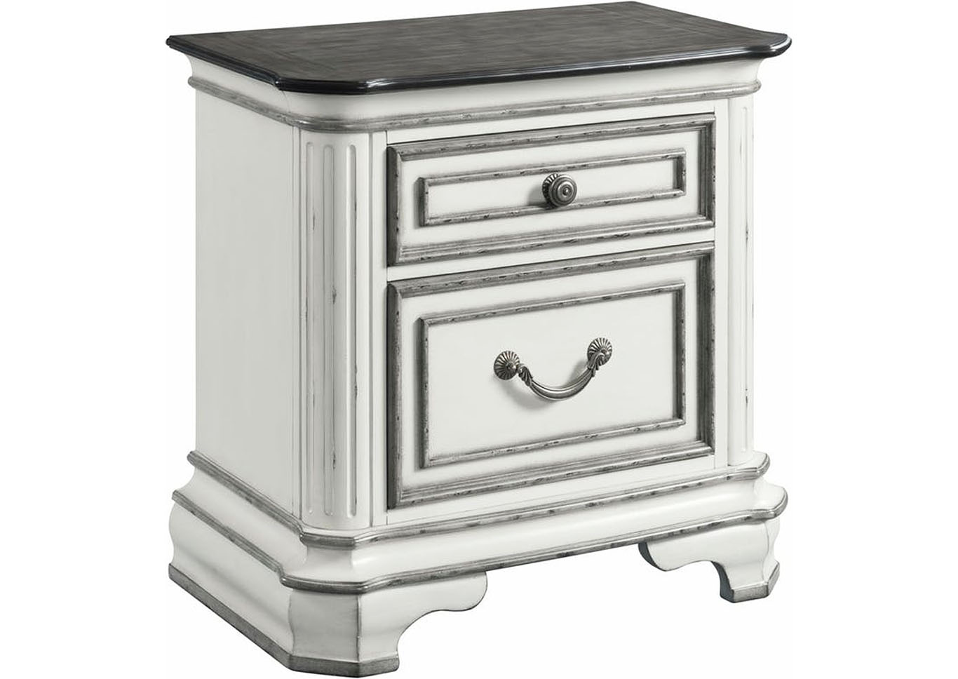 Leighton Antique White Night Stand w/ USB,Furniture Land