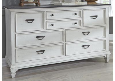 Image for White and Charcoal 8 Drawer Dresser