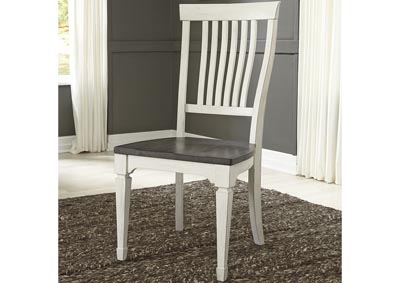Image for White and Charcoal Slat Back Side Chair