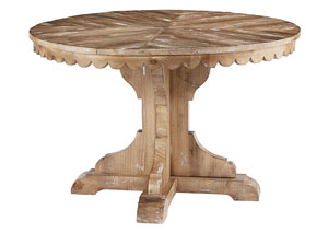 Image for Magnolia Home by Joanna Gaines Dining Room Scalloped Edge Pedestal Table, Salvage 770874 at FurnitureLand