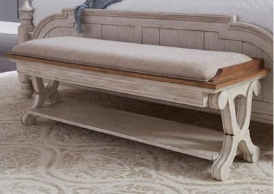 Image for Liberty Furniture Living Room Bench, Antique White 817492 at FurnitureLand