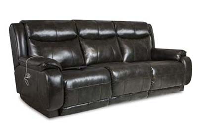 Image for Design 2 Recline Velocity Black Leather Power Plus Triple Recliner Sofa