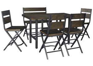 Image for Signature Design by Ashley Dining Room Rectangular Dining Room Counter Table w/ 4 Side Chairs and Double Barstool 760821 at FurnitureLand