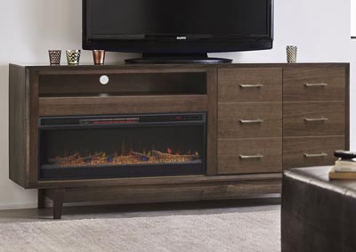 Image for Black Walnut 84" Fireplace Console
