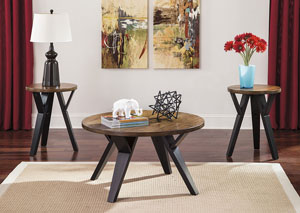Image for Ingel Two-Tone Brown Occasional Table Set (Cocktail & 2 Ends)